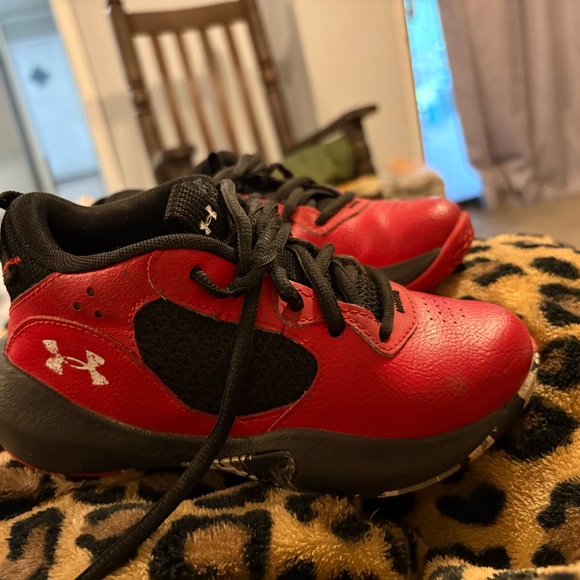 Under Armour Kids Red and Black Sneakers - Picture 1 of 4